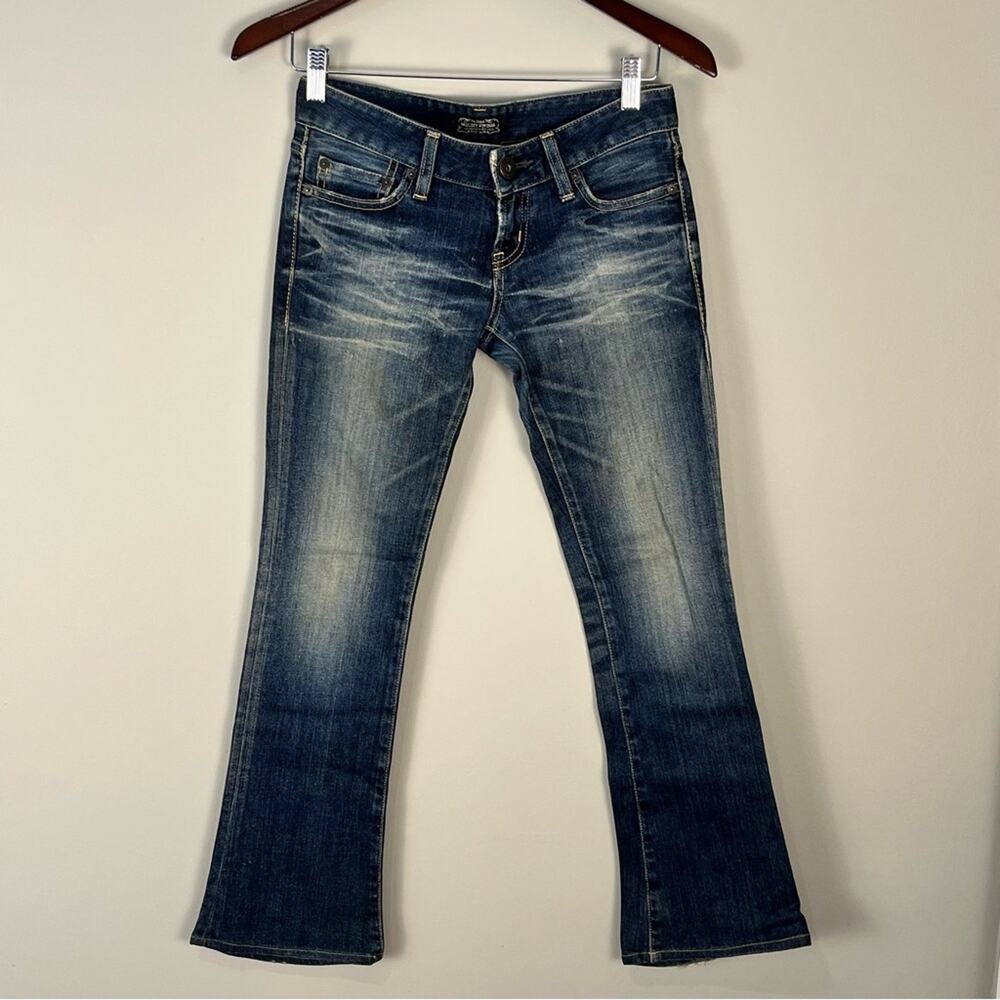 Moussy Vintage Bootcut Low Rise Jeans Dark Wash Y2K 2000s Party Glam Women’s 25